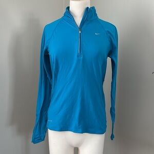 Nike Quarter Zip Long Sleeve Dri-fit Top Blue Size S